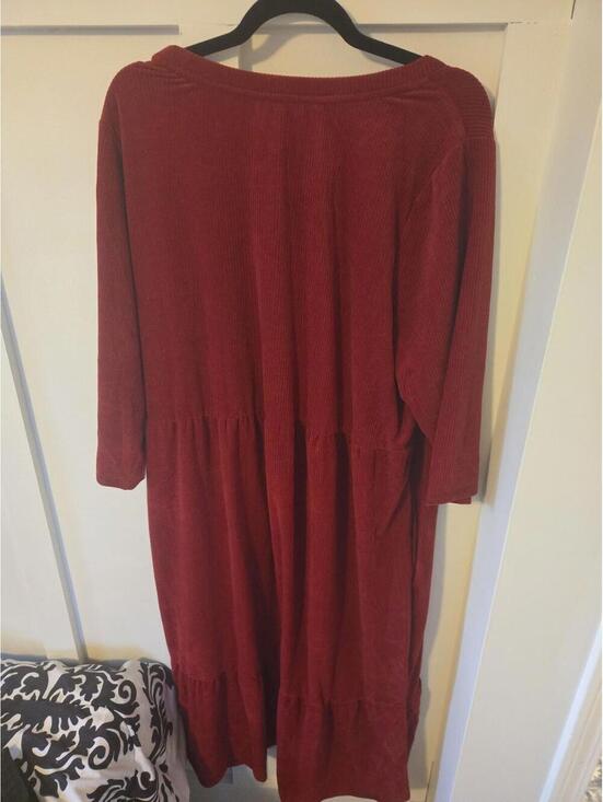 Dresses & Skirts - D&Co Heritage Burgundy Corduroy Tiered Midi Dress 2XL